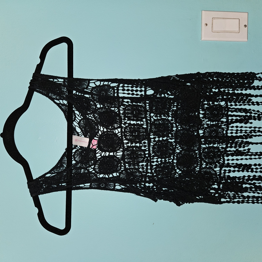 Black Crochet Fringe Top